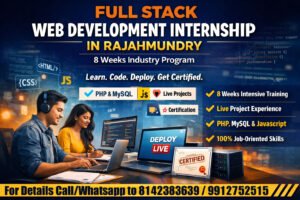 Full stack internship in Rajahmundry